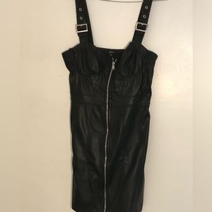 Gently loved flirty black leather dress.